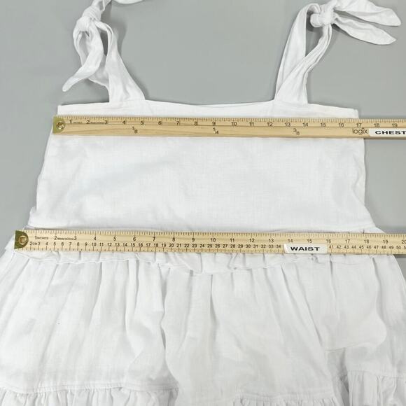 MORTON MAC Elsied Dress Womens Small White Linen Tiered Flattering Australia - Picture 12 of 15